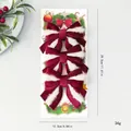 Set de nœuds de Noël en velours rouge avec fourrure, 29,5x12,3cm pour le sapin - L / Bordeaux avec bordure blanche