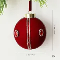 Lussuosa pallina di Natale in velluto rosso con strass, diametro 8,8 cm, peso 24g - Pezzo Singolo / Rosso Natale (Intarsio Strass)