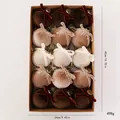 15pcs set of 8cm velvet-covered Christmas balls in earthy tones inside a box. - 8cm 15 Pieces/Box / Brown (With Bows)