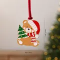 Festive Christmas alloy bear hanging ornament with Santa hat and tree for holiday decor - Christmas Tree Bear (Style A)