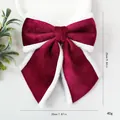 Nœud de Noël en velours bordeaux avec bordure en fausse fourrure blanche décoration - M / Bordeaux avec bordure blanche