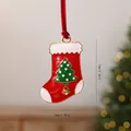 Decorative red alloy Christmas stocking ornament with tree design and red velvet ribbon - Christmas Stocking (Style B)