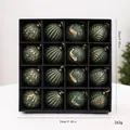 Antique green and gold plastic Christmas ball ornament set of 16 in storage box - 6cm / 16 Pcs/Pack / Antique Dark Green