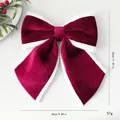 Grande boucle de Noël en velours bordeaux avec bordure blanche en fourrure, 30x25cm - S / Bordeaux avec bordure blanche