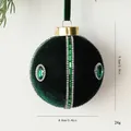 Pallina di Natale in velluto verde scuro con gemme smeraldo e dimensioni: 8,8x9,5cm - Pezzo Singolo / Verde Natale (Intarsio Strass)