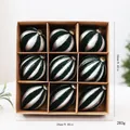 Set of 9 dark green and silver striped 8cm Christmas ball ornaments in a kraft box - Flocked Painted Irregular Style / 9 Pieces/Set (8cm) / Dark Green