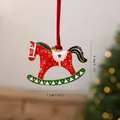 Red enamel Christmas rocking horse ornament with red velvet ribbon - Red Rocking Horse (Style C)