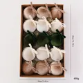 Set of 15 velvet-wrapped Christmas balls in cream, champagne, and green colors - 8cm 15 Pieces/Box / Green (With Bows)