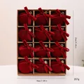 Juego de 12 bolas de Navidad de terciopelo rojo con lazos en caja, 18x24cm - Estilo Lazo / 12 Piezas/Paquete (6cm) / Burdeos