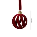 Red flocked Christmas ornament ball with spiral cutout design and velvet ribbon - Hollow Spiral Style (ZH-25SDQ17) / 6cm 1 Piece / Hollow Wine Red