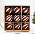 9-piece set of brown and silver striped velvet-textured Christmas ornaments in a gift box - Flocked Painted Irregular Style / 9 Pieces/Set (8cm) / Brown