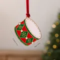 Festive red and green enamel Christmas drum ornament for tree decoration, 5.5cm length - Snare Drum (Style E)