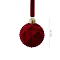 Premium 6cm red flocked geometric Christmas ball ornament with elegant velvet ribbon - Polygonal Snowflake Ball (ZH-25SDQ17) / 6cm 1 Piece / Burgundy
