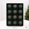 Antique green Christmas ball ornaments set with 12 pieces in a 32x24.5cm display box - 8cm / 12 Pieces/Pack / Antique Dark Green
