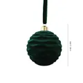 Premium dark green flocked Christmas ball ornament with wave texture, 6cm diameter - Beach Ball Ripple Style (ZH-25SDQ17) / 6cm 1 Piece / Dark Green