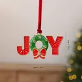 Festive metal 'JOY' Christmas tree ornament with wreath detail - JOY Wreath (Style G)
