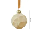 Cream flocked Christmas ornament ball with geometric star pattern, 6cm diameter size - Polygonal Snowflake Ball (ZH-25SDQ17) / 6cm 1 Piece / Beige