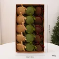 Set de 15 bolas de Navidad de terciopelo con lazos en tonos beige, verde y marrón. - Estilo Lazo / 15 Piezas/Paquete / Multicolor