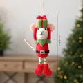 Detailed handmade wool felt mouse Christmas tree hanging ornament with green gift box - Red Green Mouse with Gift Box / Single OPP Bag