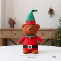Christmas elf teddy bear plush decoration in red and green costume, 36cm tall ornament. - Black Belt Bear (23cm) / 12x5.5x36cm / Red