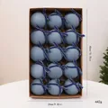 Juego de 15 elegantes bolas de Navidad de terciopelo azul con lazos decorativos en caja - Estilo Lazo / 15 Piezas/Paquete / Azul grisáceo