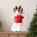 Adorno de reno de fieltro de lana hecho a mano para decorar el árbol de Navidad 13cm - Reno con Regalo / Una Pieza