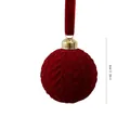 Elegant 6cm red flocked Christmas ball ornament with a luxury chevron velvet texture - Leaf Texture Ball (ZH-25SDQ17) / 6cm 1 Piece / Burgundy