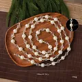 Elegante ghirlanda di perle bianche per albero di Natale, lunghezza totale di 120 cm - 120cm / Bianco Crema E Oro Chiaro
