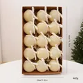 Set de 15 bolas de Navidad crema con lazo de terciopelo en caja de regalo, 24x40cm - Estilo Lazo / 15 Piezas/Paquete / Crema