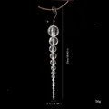Transparent faceted acrylic icicle hanging ornament for Christmas tree decor 23cm long - Single OPP Bag / White Crystal Bead String 23cm