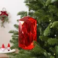 Roter lichtdurchlässiger, facettierter Acryl-Edelstein als Weihnachtsbaum-Anhänger - Langer Achteckiger Diamant-Stil (08PCGJ01) / 10*18cm / Rot