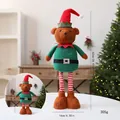 Telescopic Christmas bear elf plush doll decoration with red hat and green outfit, 62cm - Black Belt Bear (Retractable) / 16x7.5x50/62cm / Green