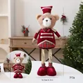 Ours en peluche festif en tenue de soldat rouge, poupée de Noël, hauteur 46,5 cm - Ours à Haut-de-forme Télescopique / Pièce Unique / Rouge