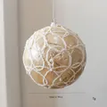 Eleganter 10cm champagner-goldener Weihnachtsschmuck mit weißem Perlengitter-Muster, 7g - 10cm / Hellchampagner Netz