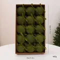 Set de 15 bolas de Navidad de terciopelo verde oliva con lazos en caja de regalo 40x24cm - Estilo Lazo / 15 Piezas/Paquete / Verde Militar