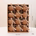 Elegante juego de 12 bolas de Navidad de terciopelo marrón con lazos decorativos - Estilo Lazo / 12 Piezas/Paquete (6cm) / Caqui