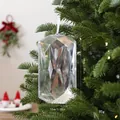 Großer klarer Acryl Diamant Weihnachtsbaumanhänger mit geometrischem Schliff-Design - Langer Achteckiger Diamant-Stil (08PCGJ01) / 10*18cm / Silber