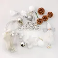 Complete DIY Christmas tree decoration kit with pine cones, silver balls and lights - Ice Baby / 45cm Size