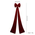 Large wine red velvet Christmas bow hanging decoration 40x200cm size specifications - Short Plush / 40x200cm / Burgundy
