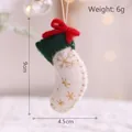 Chaussette de Noël artisanale en feutre de laine avec nœud rouge et broderie dorée - Chaussette de Noël / Chaussette Blanche