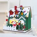 Cabane de Noël décorative en bois illuminée avec une figurine de Père Noël - Maison du Père Noël Cabane Enneigée Américaine / Sac OPP
