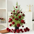 Miniature PE desktop Christmas tree with red velvet ornaments for festive holiday home decor - Model E (60cm Set with Lights)