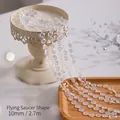 Iridescent 10mm saucer beaded chain 2.7m length for Christmas tree DIY decoration - UFO Shape (1) / 10mm / 2.7m / Rainbow