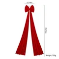 Large red velvet Christmas bow decoration with long tails for tree or wall hanging - Short Plush / 40x200cm / Red