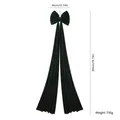 Large dark green velvet Christmas bow ornament with long streamers for tree decoration - Short Plush / 40x200cm / Dark Green