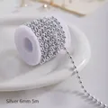 Zilveren 6mm kerstparelketting, spoel van 5 meter voor doe-het-zelf vakantiedecoratie - Kogelketting / 6mm x 5m / Zilver