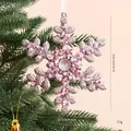 Pink acrylic snowflake Christmas tree ornament with sequins and glitter. - 12.5x11.5cm / Glitter Pink Snowflake