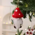 Handmade 11cm wool felt gnome Christmas ornament with red mushroom hat and tree accessory - Bag Packaging / Mushroom Gnome Style A