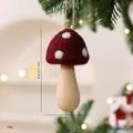 Handmade wool felt red mushroom ornament with wooden stem for Christmas tree decoration - Bag Packaging / Red Mushroom