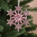Pink glitter snowflake Christmas tree hanging ornament with sequins, size 14x11.5cm - 14x11.5cm / Glitter Pink M-Shape Snowflake